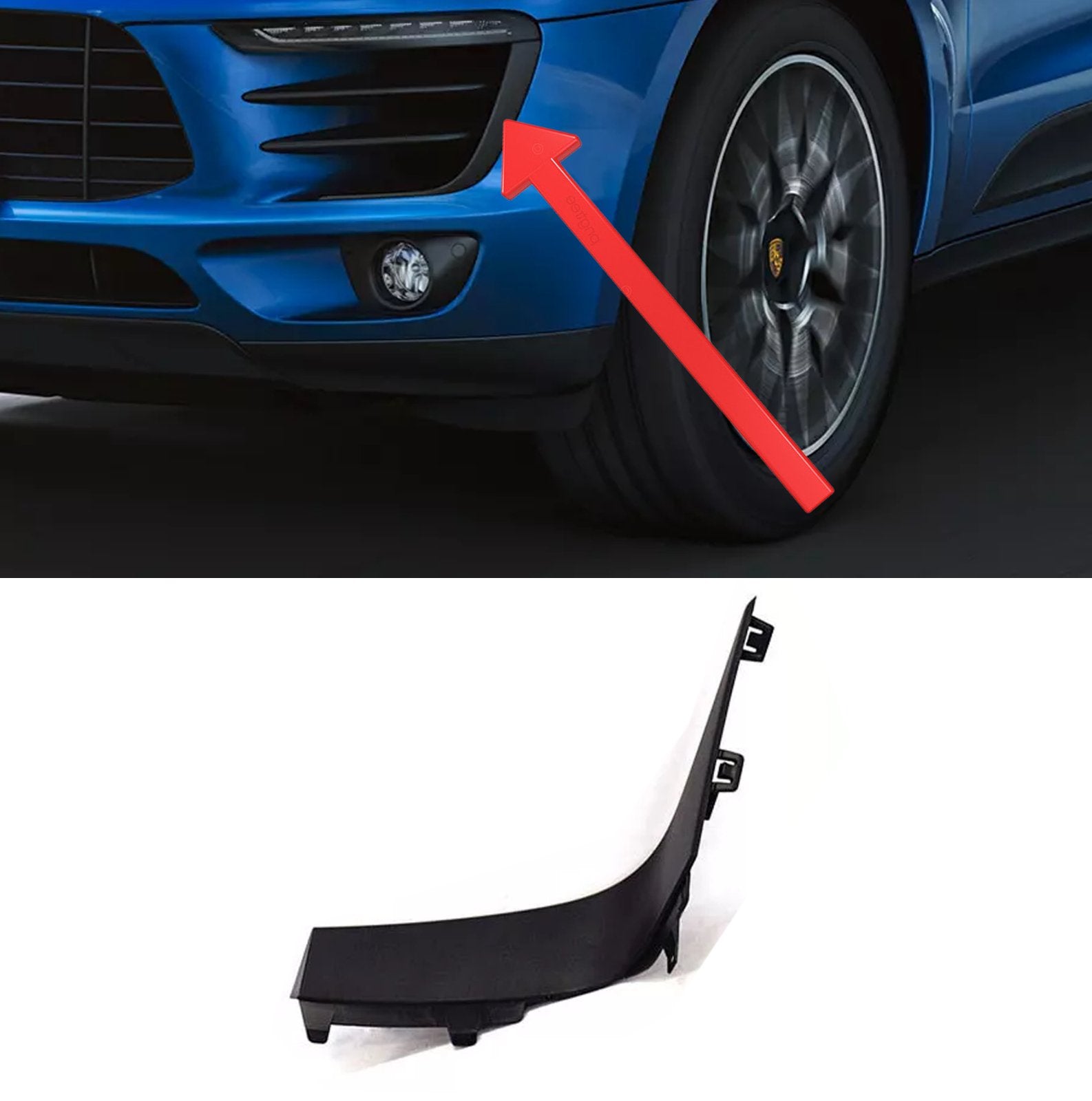 2015 - 2018 Porsche Macan Front Bumper Left Spacer Strip Trim Panel 95B8078191E0 - German Auto Body Parts | Gab Parts