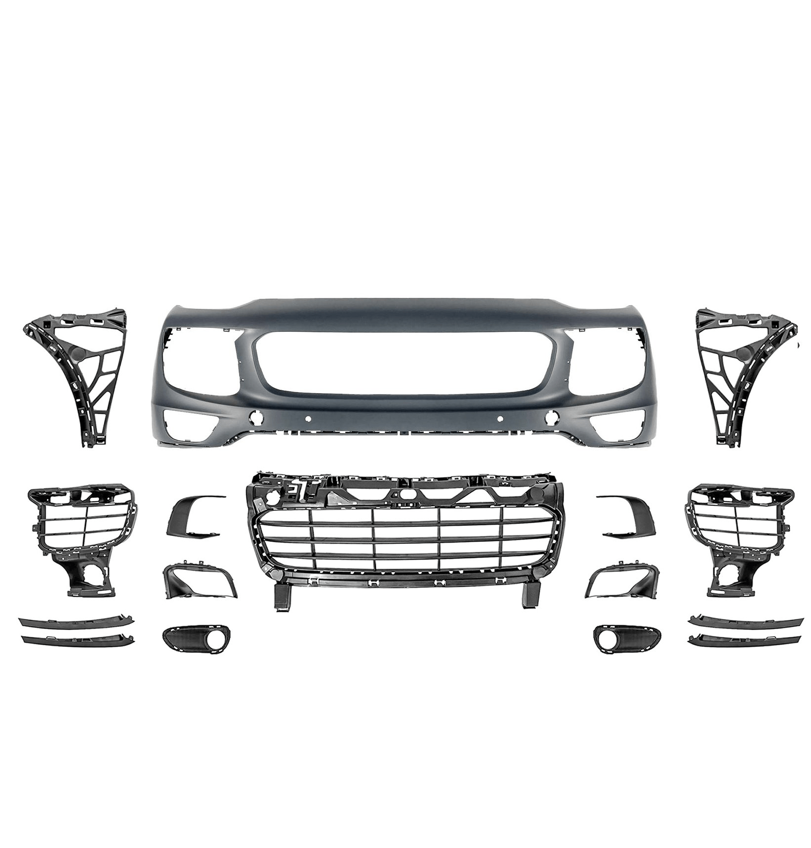 Porsche Cayenne 2015 - 2018 958 92A Front Bumper Assembly Kit Without Washers 95850521706G2X - German Auto Body Parts | Gab Parts
