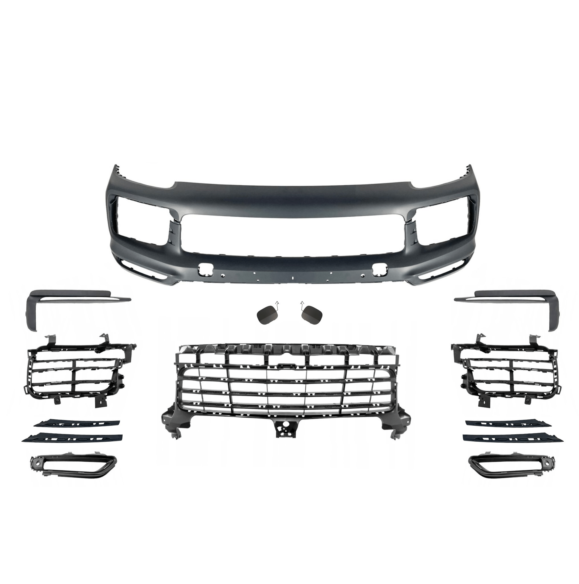 Porsche Cayenne 2019 - Current NO ACC Front Bumper Kit Assembly Set Complete 9Y0807217BG2X - German Auto Body Parts | Gab Parts