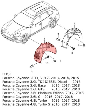 Front Left Fender Wheel Liner for Porsche Cayenne 2011-2018 Intercooler Turbo Vents 95850496105 95850496101