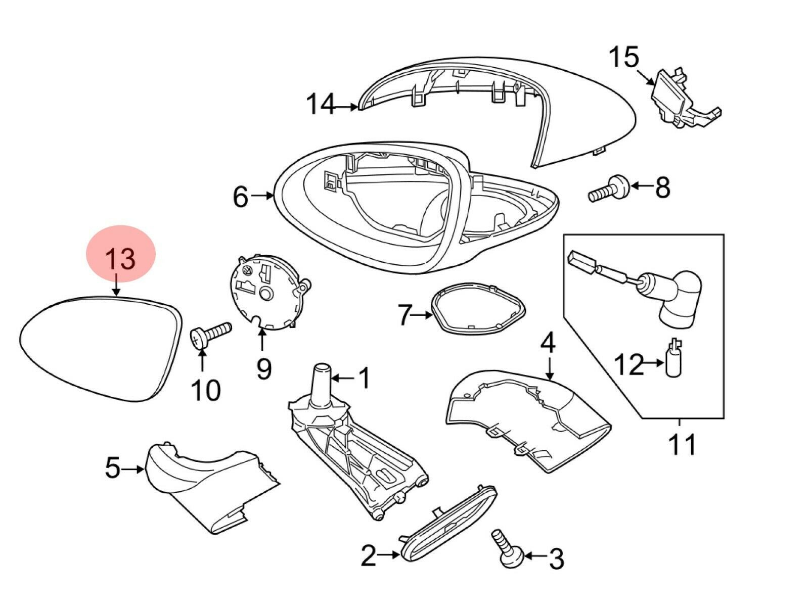 Mirror Glass Insert Convex With Heat Right Side Fits Porsche Cayenne 958 95873152221 - German Auto Body Parts | GabParts