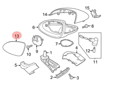 Mirror Glass Insert Convex With Heat Right Side Fits Porsche Cayenne 958 95873152221 - German Auto Body Parts | GabParts