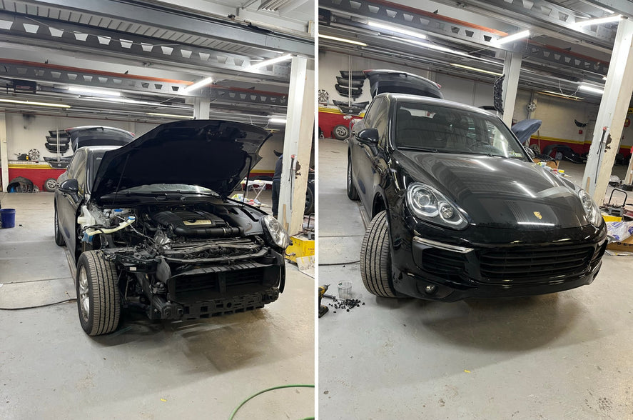 Red Line Auto Sales Restores 2016 Cayenne with Porsche Body Parts Front Bumper Assembly - German Auto Body Parts | Gab Parts