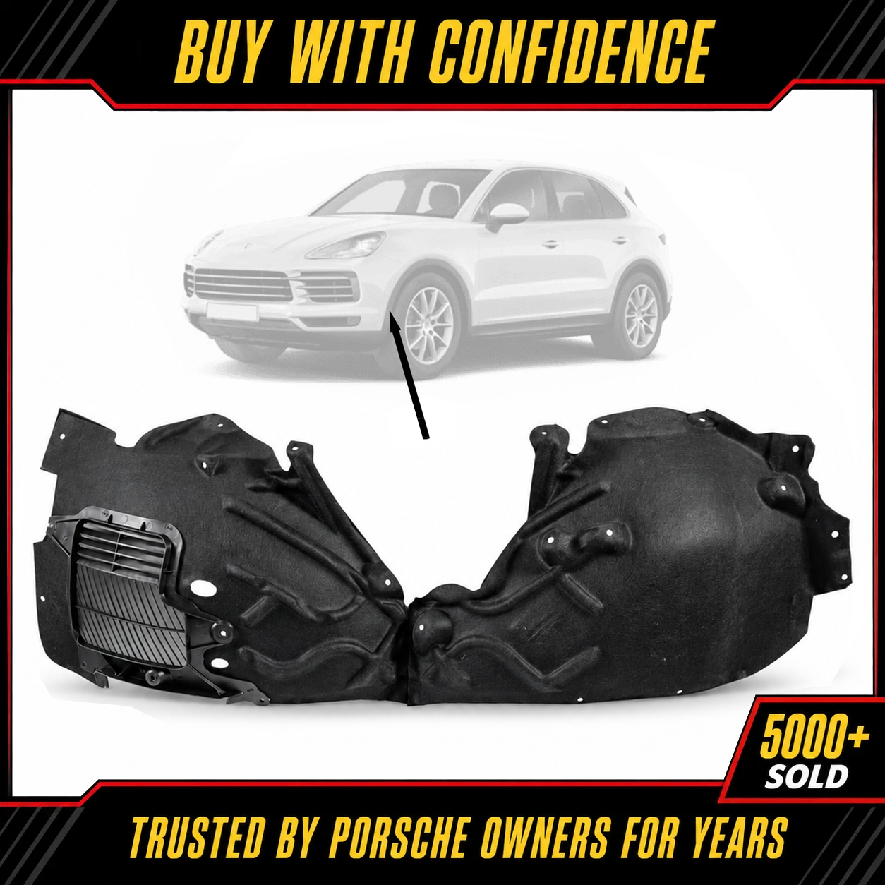 Porsche Cayenne 19-24 Front Left Driver Fender Liner Splash Shield 9Y0810971H