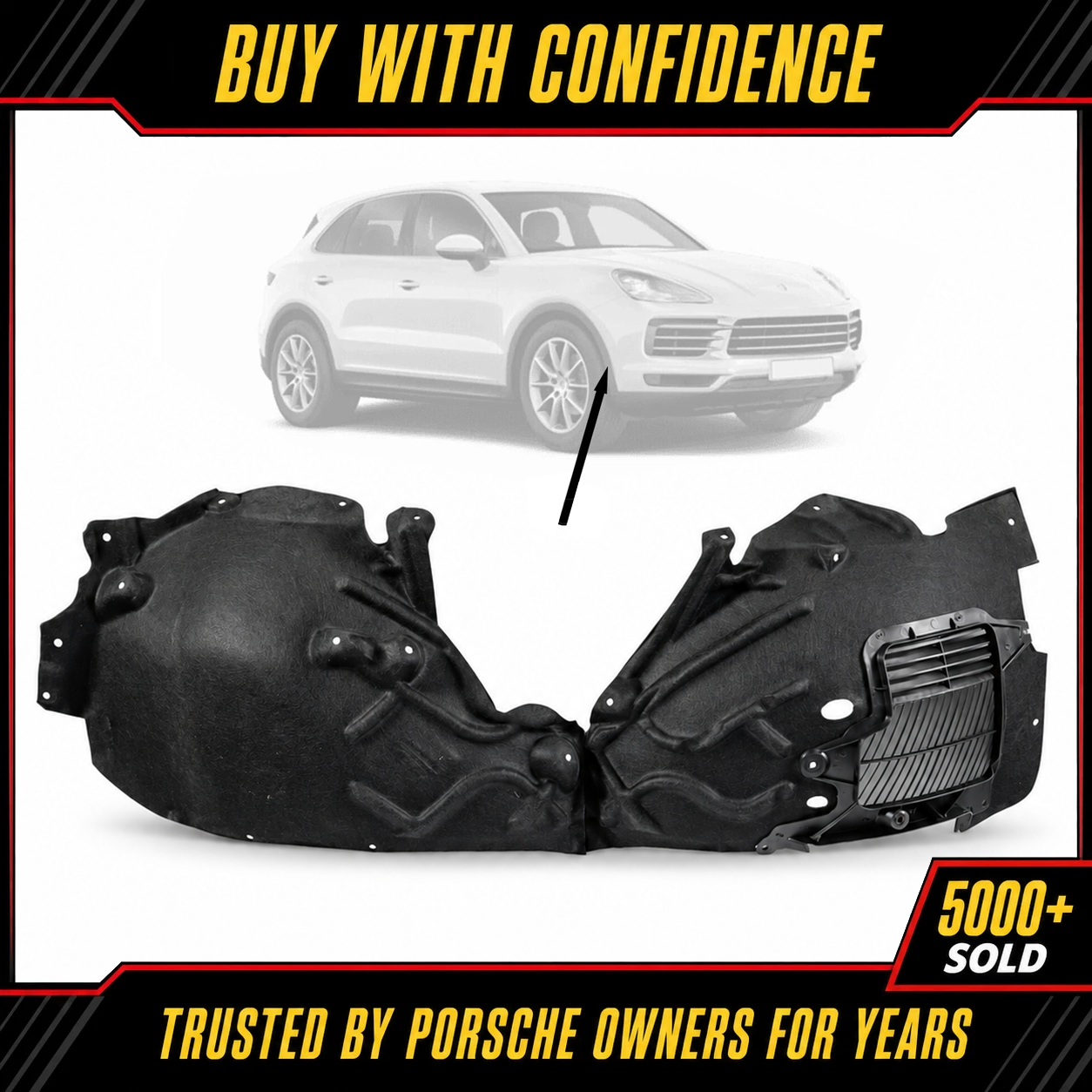 Porsche Cayenne 19-24 Front Right Fender Liner Splash Shield 9Y0810972H