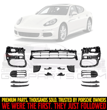 Porsche Panamera 2014 - 16 Front Bumper Elements Body Kit Grille Trim Molding - German Auto Body Parts | Gab Parts