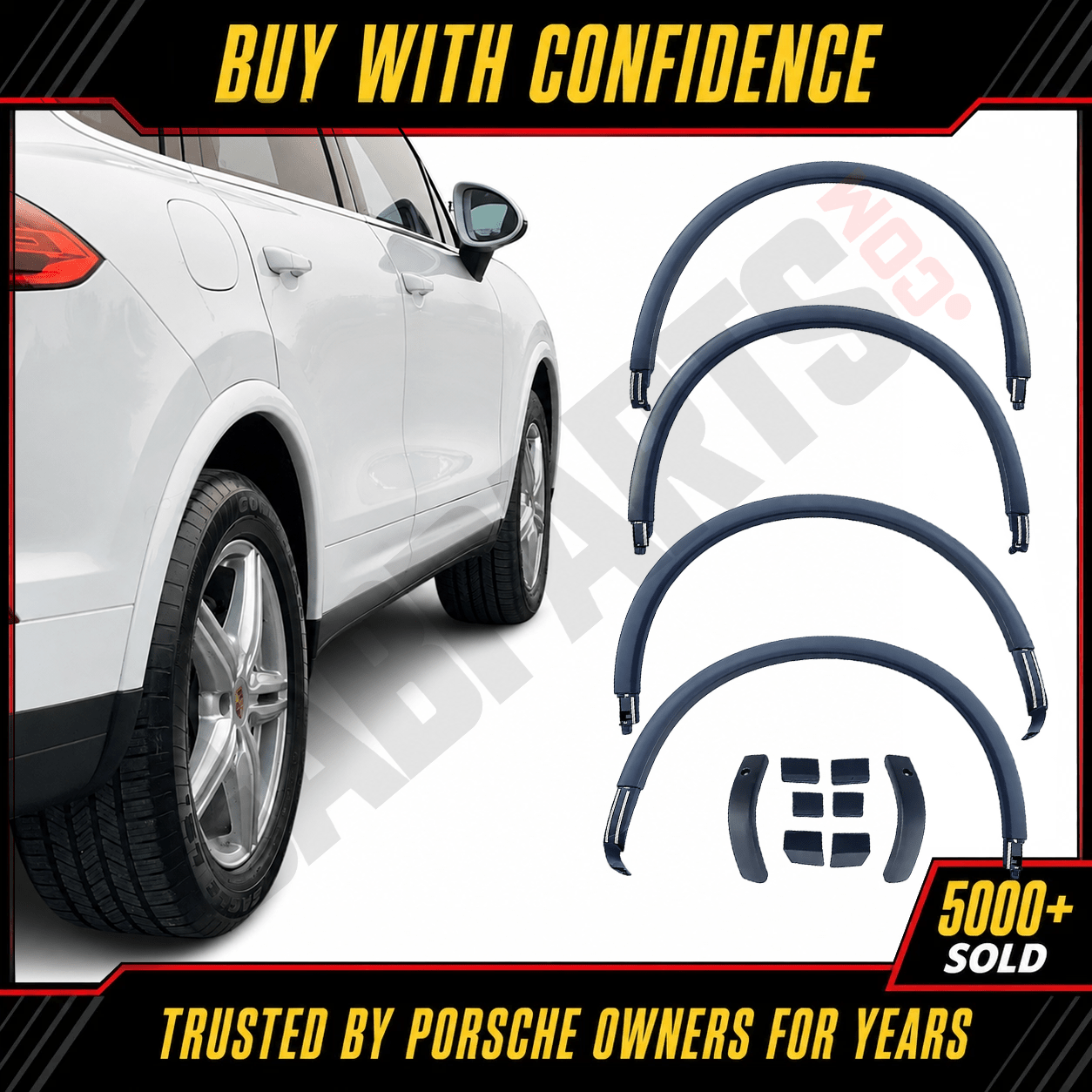 Wide Paintable Flare Kit Arch Extension Trim Porsche Cayenne 2011-18 95804480140 - German Auto Body Parts | Gab Parts