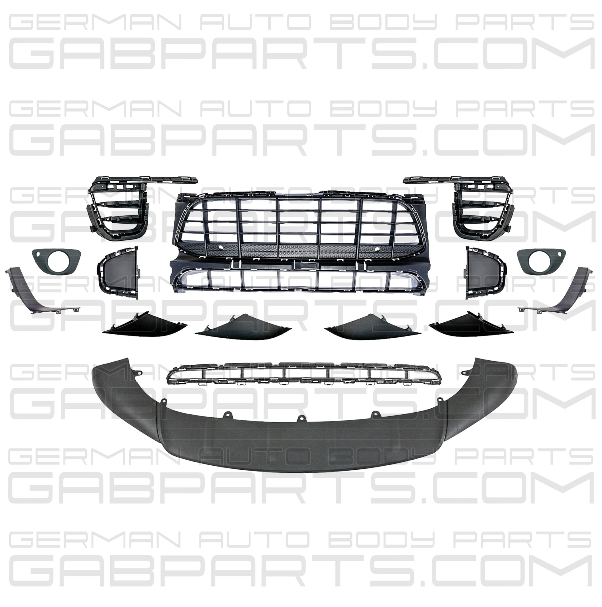 Porsche Macan 2015-2018 Complete Front Bumper Set Body Kit 95B807217CG2X Grille Fog lights Valance - German Auto Body Parts